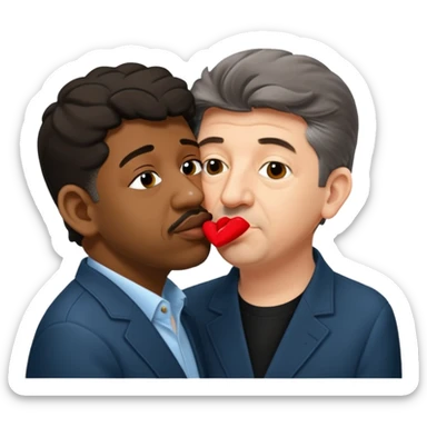jean luc melenchon qui fait un bisous sur la bouche a une personne noir sticker