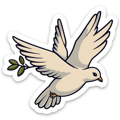 flying dove with olive branch sticker