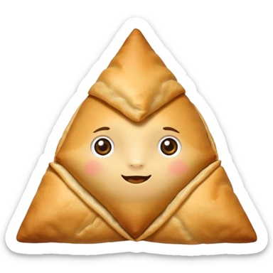 Create an emoji of the Indian snack samosa make it a cuter one . Don't make any faces on it samosa looks traingle sticker