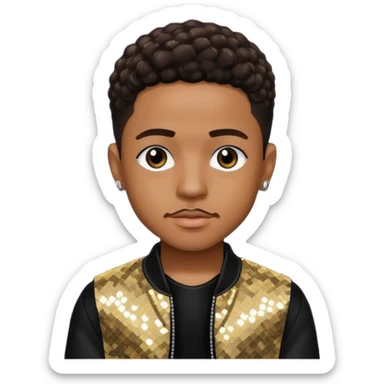 Lil Fizz from B2K with dark brown hair, black sequin outfit sticker