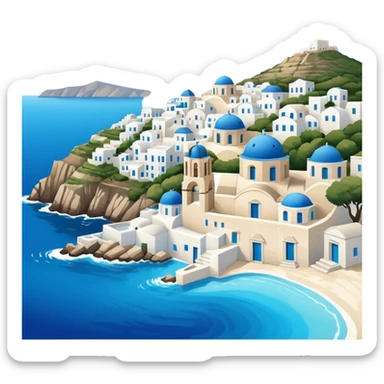a greek island seen from the sea sticker