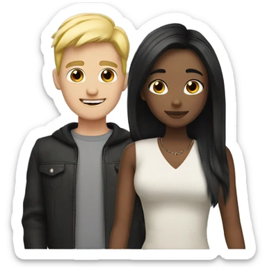 couple with blond girl and a white gay with black hair  sticker