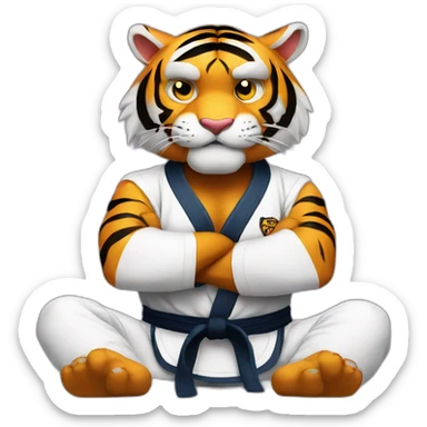 Tiger with evil face   jiu jitsu with his arms crossed sticker
