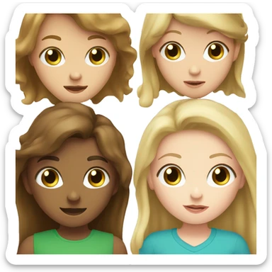 Blonde hair blue eye girl with pink shirt kissing a brown hair brown eye boy with green shirt sticker