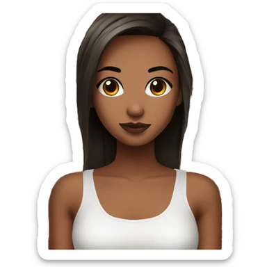 Pretty brown eyed girl with black and red and and a white croptop sticker