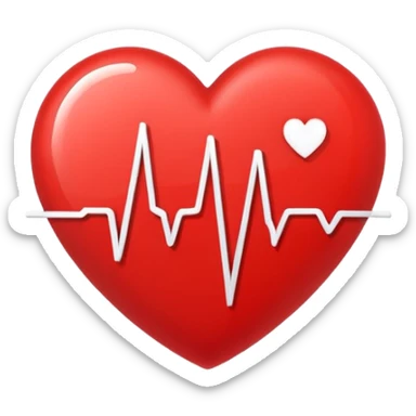 Minimal line-art icon of a heart with a pulse line inside, clean modern style, simple outlines, no background, transparent, represents “medical challenges / health difficulties sticker