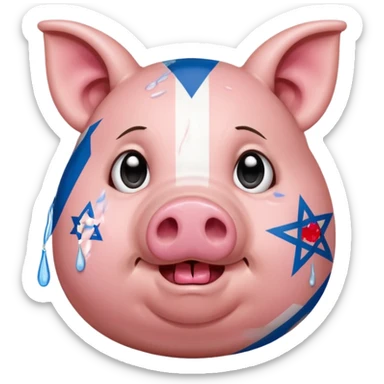 israeli pig with israel flags everywhere crying sticker