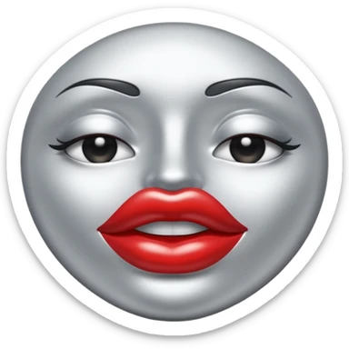 A seductive pair of slightly parted lips emoji made of liquid silver chrome, smooth glossy metallic surface, soft sensual curves, subtle reflections, luxury sexy aesthetic, minimal iOS emoji style, centered composition, clean white background, soft studio lighting, no text sticker