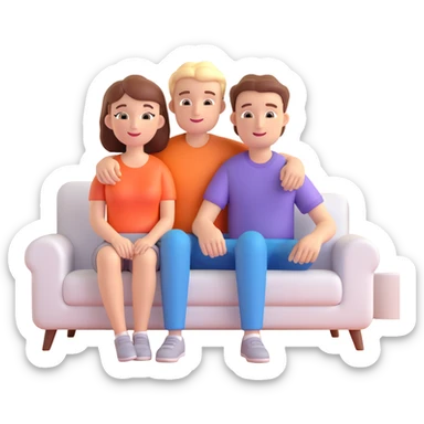 couple posing, close up pose, living room background sticker