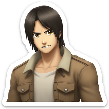 Eren Yeager with long hair from Attack on Titan sticker