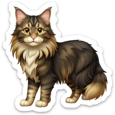 cinematic-black-maine-coon-cat-full-body-on all fours-emoji,-head-tilted-playfully-and-inquisitively,-sleek--black-fur,-simplified-yet-adorable-features,-highly-detailed,-glowing-with-a-warm,-friendly-glow -simplified-yet-realistic sticker