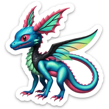 Spooky ghastly oily scaly stitched colorful Salandit-Flygon-Sylveon-Umbreon-fusion-Pokémon-hybrid-creature  sticker