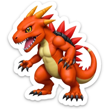 Cool edgy Guilmon-Agumon-Digimon, full body sticker