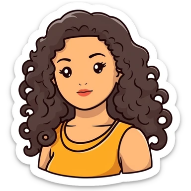 attractive Greek woman with long curly dark brown hair and light skin sticker
