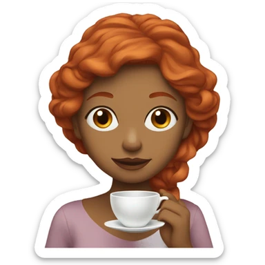 Redhead Girl sipping tea sticker