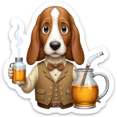 hillbilly basset hound with moonshine and a gun sticker