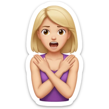 Girl arms crossed grabbing her neck screaming  sticker