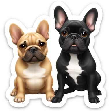 Black and Tan and fawn French bulldog friends sticker