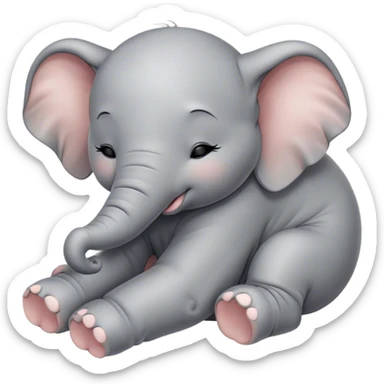 Meme-Worthy Cute Sleeping Baby Elephant Portrait Emoji, Head resting peacefully with a contented smile, showcasing a delightfully tiny build and a luxuriously soft gray hide, eyes shut in a serene, restful nap, Simplified yet hilariously adorable features, highly detailed, glowing with a soft, drowsy light, high shine, relaxed and utterly lovable, stylized with an air of playful laziness, bright and heartwarming, soft glowing outline, capturing the essence of a comically sleepy baby elephant, so meme-worthy it feels like it could instantly become the next viral sensation of adorable slumber! sticker