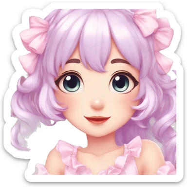 Shiny Blushing Cute Romantic Kawaii Beautiful Pastel Lolita Anime Catgirl Trending Style Cottagecore Pastelcore  full body sticker