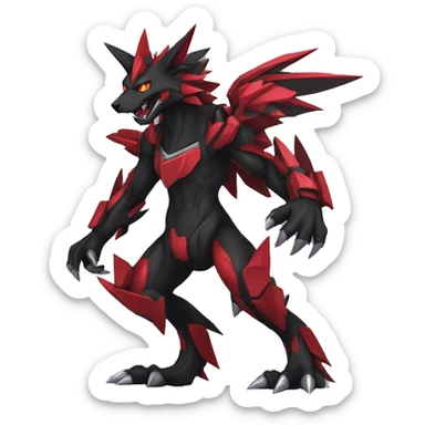  Cool Edgy Black Red Digimon-Fakemon-Garurumon-Loogamon-Wolf full body sticker