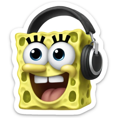 spongebob listening with airpods sticker