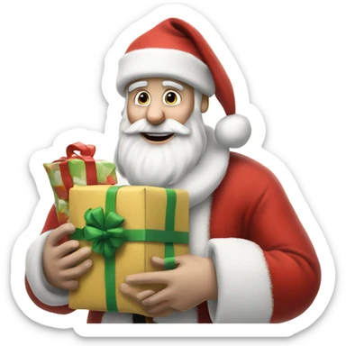Photo Realistic pale Santa holding his sack and presents  sticker