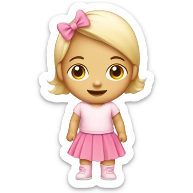 Baby with pink skirt and with top  sticker