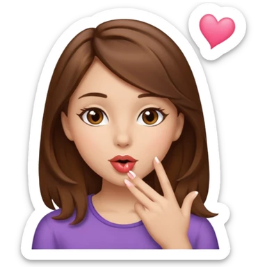 Brown hair brown eyes girl blowing a kiss sticker