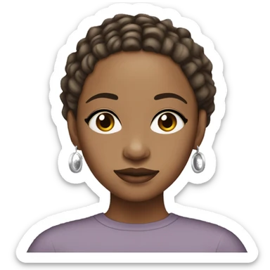 African American woman with light brown eyes, short locs with an under cut, and and silver hoop earrings  sticker