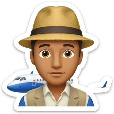 homme créole réunionnais avec chapeau arrive avion a gillot sticker