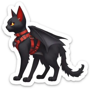 cool edgy black punk red ethereal fantasy nargacuga-bat-cat-Fakemon collar harness full body sticker