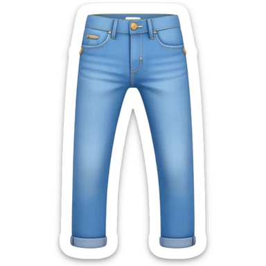 A 3D cartoon sky-blue  jeans with pockets and stitching details, casual slim fit, clean isolated background, Memoji-style. sticker