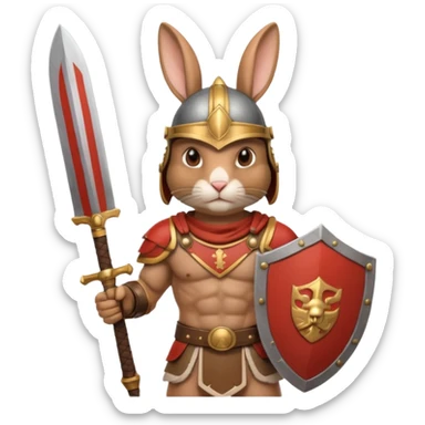 a rabbit Roman Gladiator, half upper body sticker