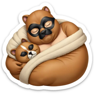 Cinematic Meme-Worthy Chubby Sleeping Boxer Portrait Emoji, Head resting peacefully with a contented smile, showcasing a delightfully chubby build and a luxuriously soft fawn coat with a striking black mask, eyes shut in a serene nap, Simplified yet hilariously adorable features, highly detailed, glowing with a soft, drowsy light, high shine, relaxed and utterly lovable, stylized with an air of playful laziness, bright and heartwarming, soft glowing outline, capturing the essence of a comically sleepy Boxer, so meme-worthy it feels like it could instantly become the next viral sensation of adorable slumber! sticker