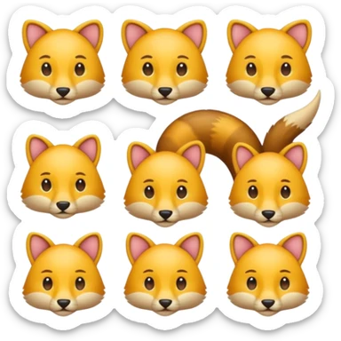 Find the different emoji challenge.
Use animal emojis with no visible facial expressions.
Focus on body shape, tail, ear, or color differences.
Minimal background.
Hard difficulty. sticker