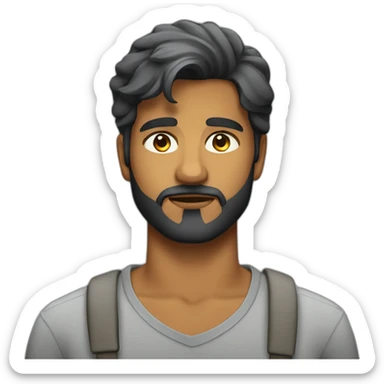sri lankan 25 year old handsome and stylish guy with a beard with a frowning face sticker