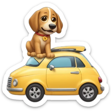 Perro subido a un coche sticker