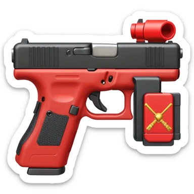 a red glock 20 with a drum mag inside of it with a red flag like people wear in real life with a incognito switch in the back plate sticker