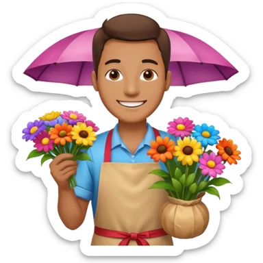 Street Flower Seller man  sticker