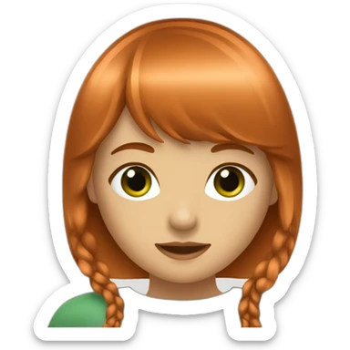 a girl with copper hair and green eyes with bang sticker