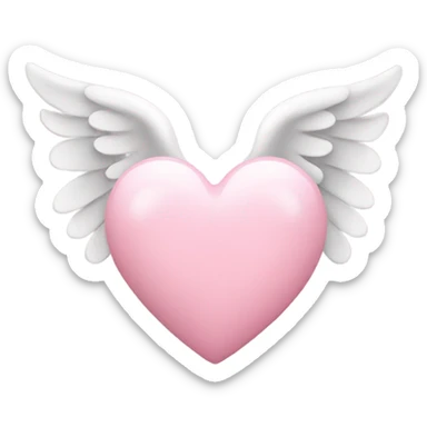 Baby pink heart with angel wings behind sticker