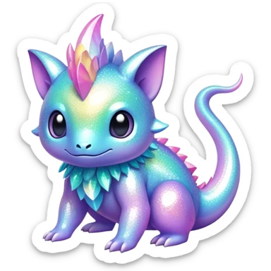 Pastel Randomly-colored sparkly exotic Fakémon-creature sticker
