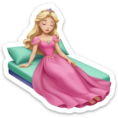 full body Sleeping Beauty Aurora with pink dress, blonde hair, minimal style sticker