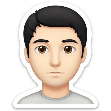 Black haired and black eyed man with fair skin sticker