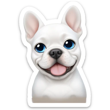 Princess blonde with blue eyes and white French bulldog and white British shorthair sticker