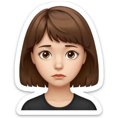 quero que você cria uma mulher, o rosto dela. nela, ela tem cabelo curto e ondulado, tem franja e ela tem semblante triste sticker