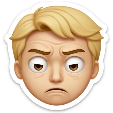 A scrunched face with slanted, tense eyes and a tight, straight mouth, expressing frustration, discomfort, or embarrassment. sticker