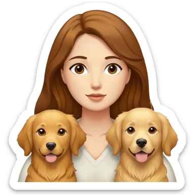 me (female, 26, with brown hair) and my 2 golden retrievers, one is yellow and light and one is dark snf brown sticker
