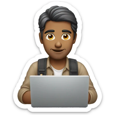 indian guy working on a laptop sticker
